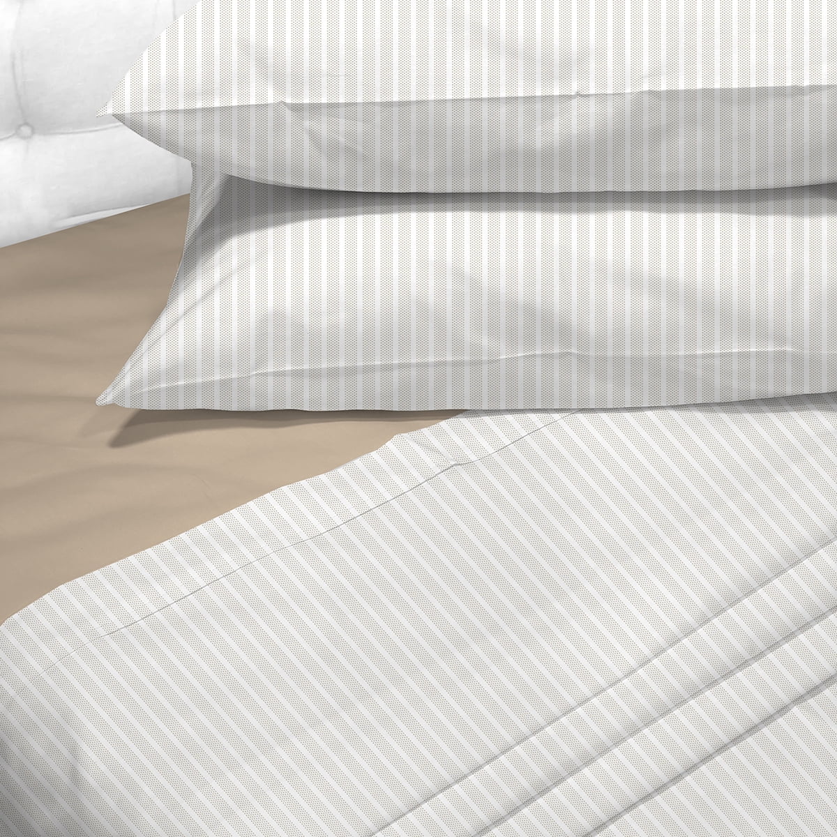 Sabanas Andes 180 Hilos Estampada Franjas Taupe 1.5 Plazas