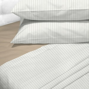 Sabanas Andes 180 Hilos Estampada Franjas Taupe 2 Plazas