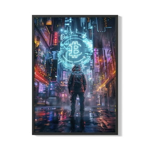 Creango - Cuadro Poster Enmarcado Bitcoin Decorativo