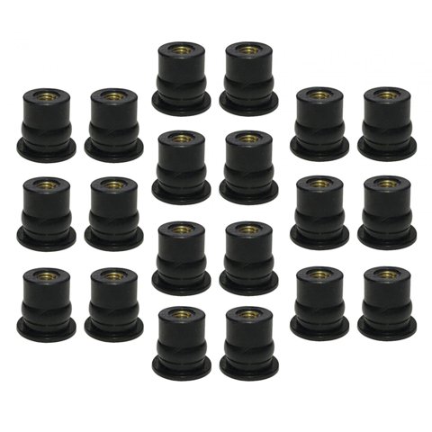 Magideal - Tuercas De Goma Profesionales, Sujetadores De Capó, Inserto De Latón, Tuercas De Pozo Métricas, Repuesto Universal De Accesorios Para Parabrisas De 20X M6