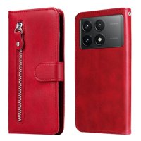 Gangxun - Funda Con Cremallera Para Xiaomi Poco F6 Pro, Carcasa Cartera De Cuero Pu Con Soporte Y Tarjetero