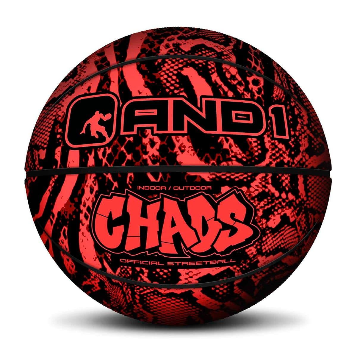 And1 - Balón De Baloncesto De Goma Premium Chaos Animal Print Rojo Talla 7