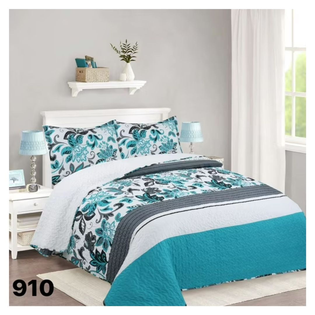 Genérico - Cubrecama Sherpa King - Turquesa Hojas M910