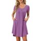thumbnail image 1 of INSPIRE CHIC Vestido de Dormir para Mujer con Cuello en V, Manga Corta, Abertura Lateral y Ribete en Contraste para Primavera Verano 2XL Gris Púrpura, 1 of 6