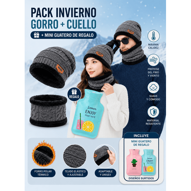 Pack Gorro y Cuello Polar + Guatero Invierno UNISEX
