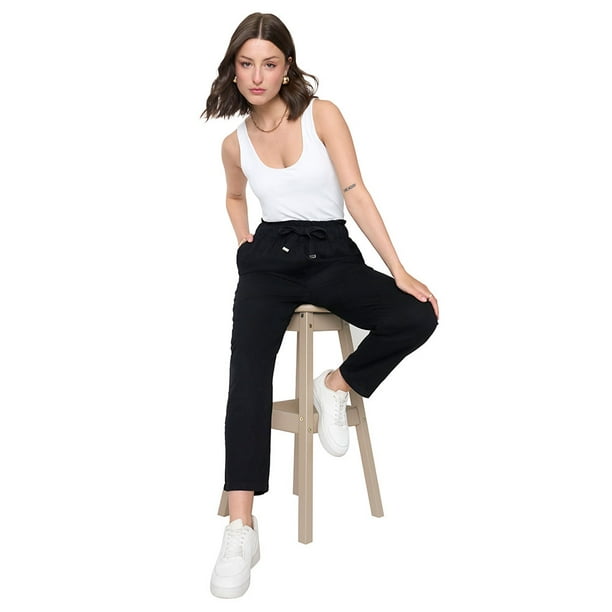 Pantalón Mujer Color Negro Jogger Corona