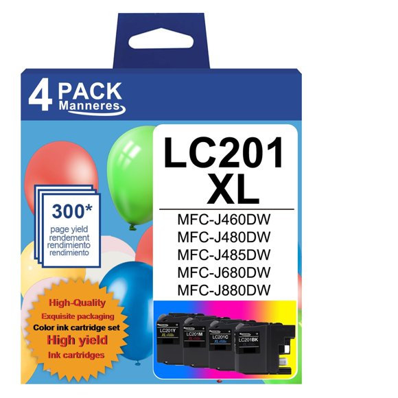 Cartuchos de tinta MANNERES LC201XL 4 unidades de alto rendimiento