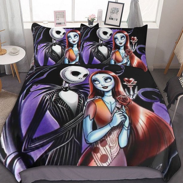 The Nightmare Before Christmas 3 Pcs Bed Breathable Duvet Cover Soft All Seasons Bedding Set