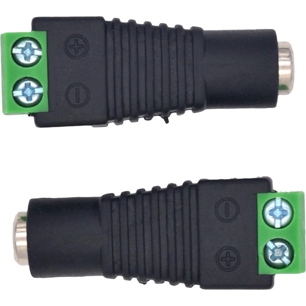 Conector hembra DC a bloque de terminales de 2 tornillos para cámaras de seguridad CCTV, paquete de 10