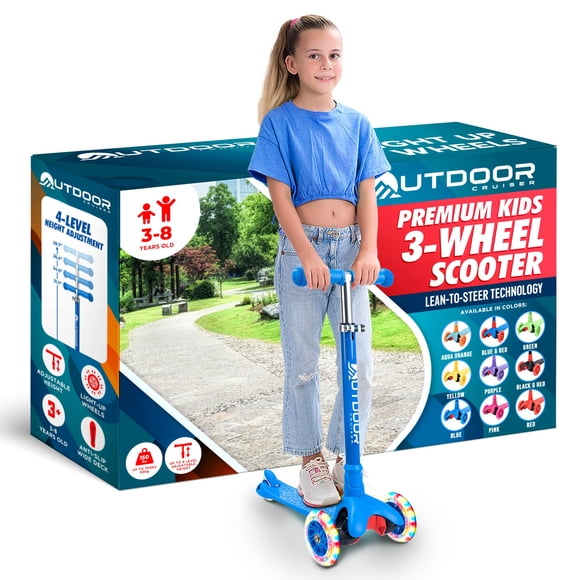Patinete para niños Outdoor Cruiser de 3 ruedas con inclinado para conducir, azul