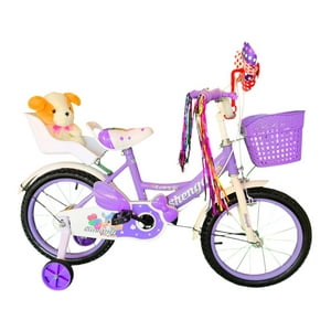 Vipnetwork - Bicicleta Aro 16 Infantil Con Peluchero Lila Shengdi
