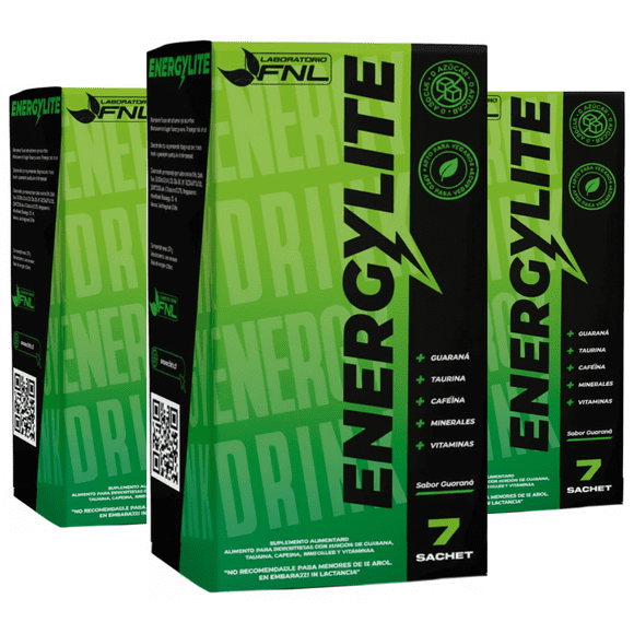 Energizante Natural Fnl Energylite En Polvo Ginseng Guarana efervescente - Pack x3