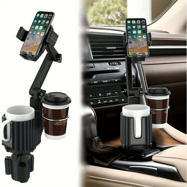 Car Cup Holder Phone Mount,Universal Auto Cell Phone Stand With Drink Expand Cup Holder,360° Rotation Compatible With All Mobile Phones And All Car