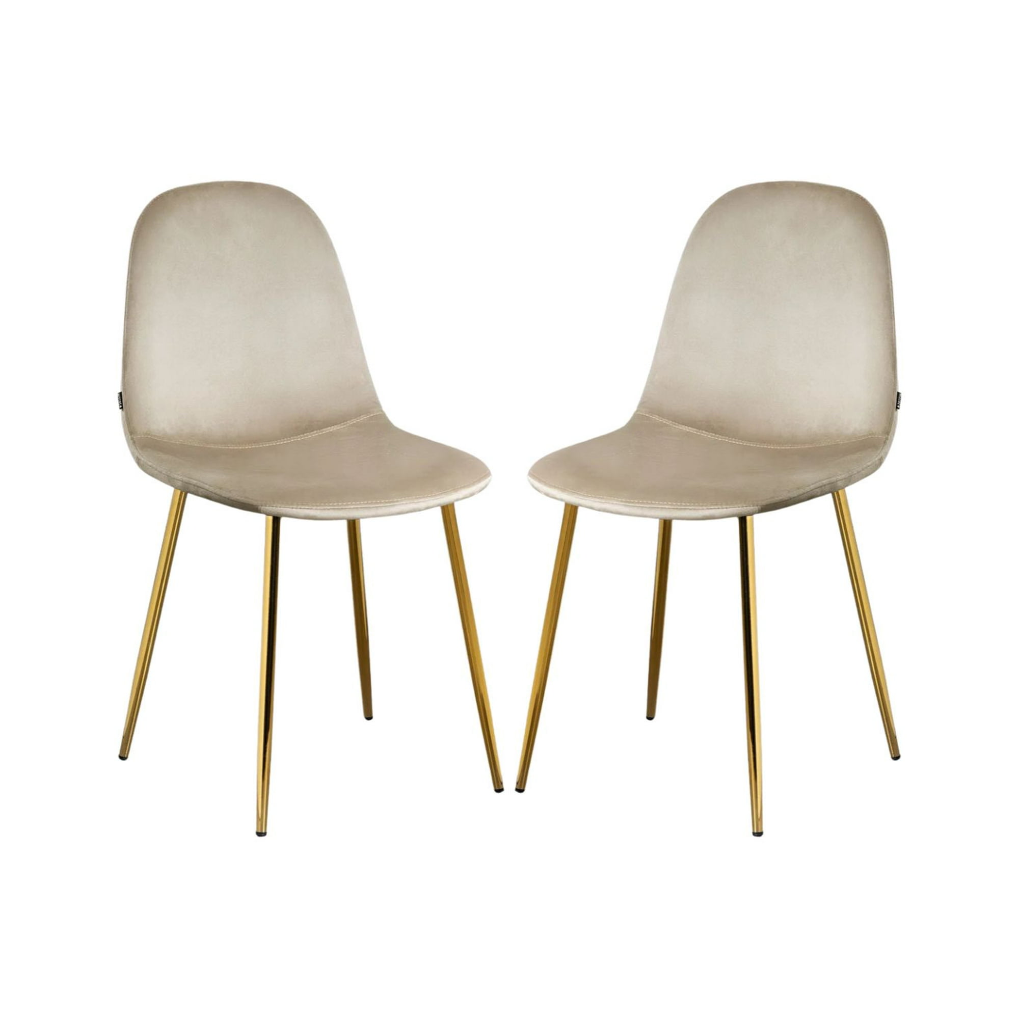 Habita2 Chile - Pack 2 Sillas Trendytop Para Comedor Asiento Felpa Estructura Dorada - Beige