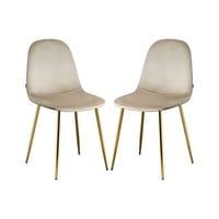 Habita2 Chile - Pack 2 Sillas Trendytop Para Comedor Asiento Felpa Estructura Dorada - Beige