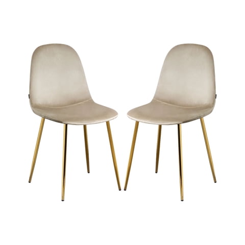 Habita2 Chile - Pack 2 Sillas Trendytop Para Comedor Asiento Felpa Estructura Dorada - Beige