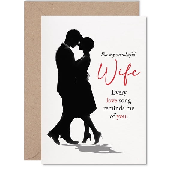 Tarjeta de felicitación Giftzie Wife Anniversary Every Love Song, 13 x 18 cm