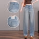 thumbnail image 1 of jeans de Talle Alto Ligeramente Curvos con Forma de Cuchillo para Mujer en Verano, jeans Rectos Holgados en Mezclilla Lavada Azul Claro., 1 of 17
