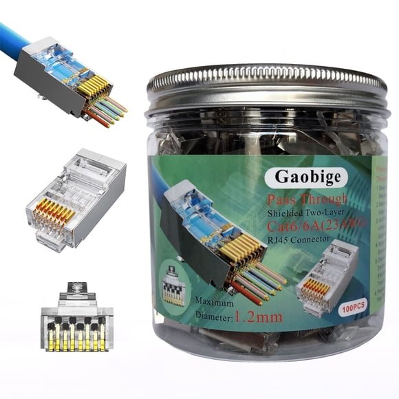 Conectores de paso Cat6 Cat6A RJ45, paquete de 100 unidades, Gaobige