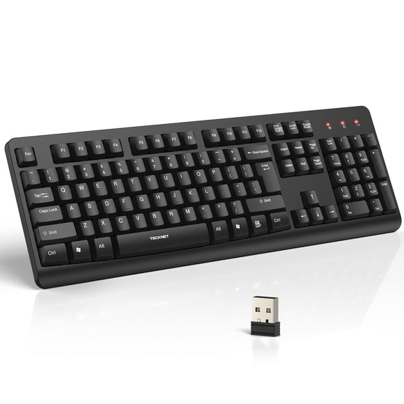 Teclado inalámbrico TECKNET 2.4G silencioso de tamaño completo USB