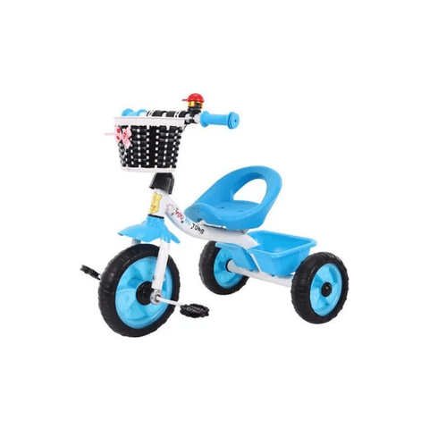 Genérico - Triciclo Sencillo Niños C/ Canasto Correpasillo Celeste