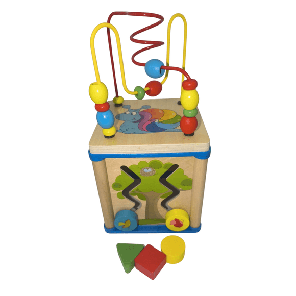 Cubo Didáctico de Madera con Laberinto y Encaje – Juguete Educativo Montessori para Bebés