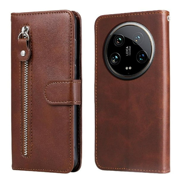 Funda con Cremallera para Xiaomi 14 Ultra 5G, Carcasa Cartera de Cuero PU con Soporte y Tarjetero