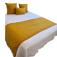 Todo Hogar Santiago De Chile - Set De Piecera Algodon Con Pom-Pom + 2 Fundas 45X45