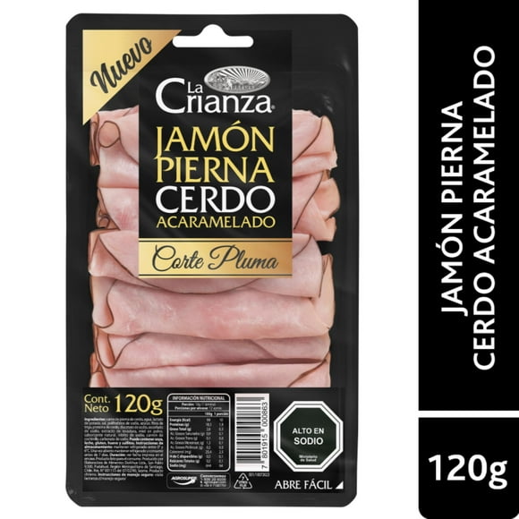 Jamón Pierna de Cerdo Acaramelado Corte Pluma, 120 g
