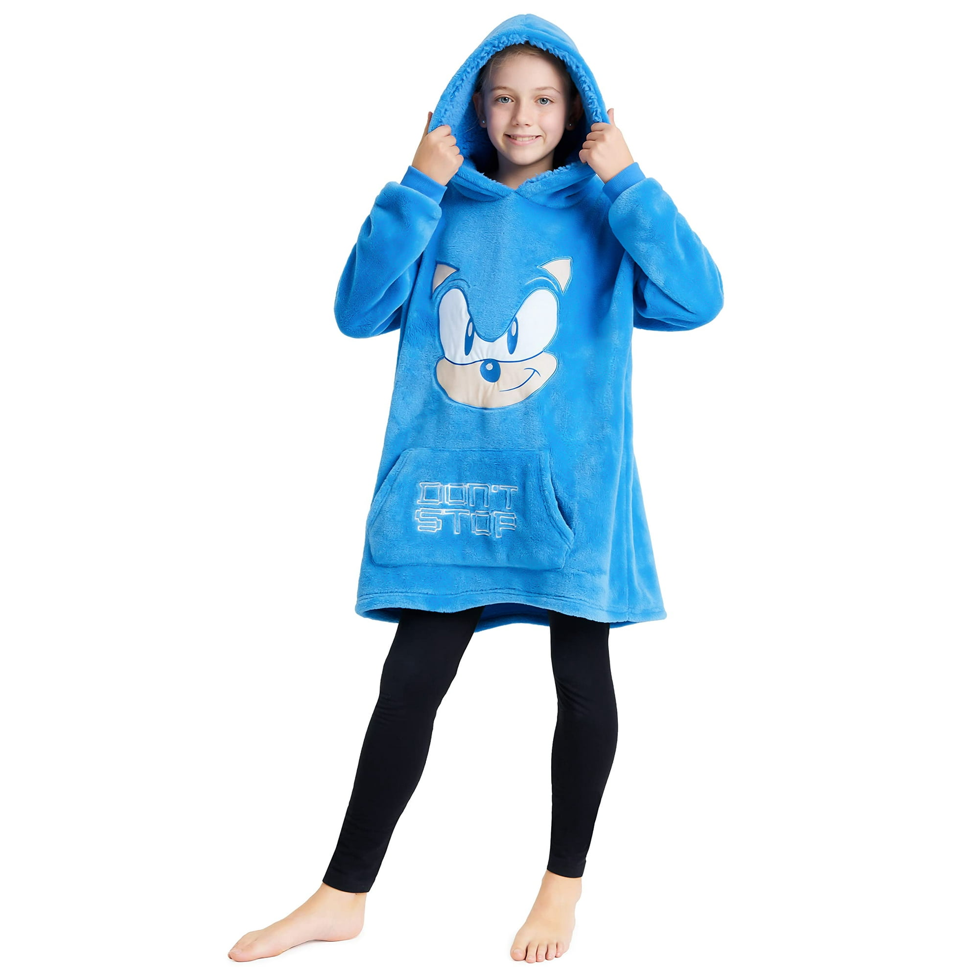 Manta Polar Con Capucha Sonic The Hedgehog Para Niños, Color Azul