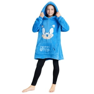 Manta Polar Con Capucha Sonic The Hedgehog Para Niños, Color Azul
