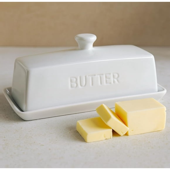 WERTIOO Butter Dish With Lid for Countertop, Butter Tray, Ceramic