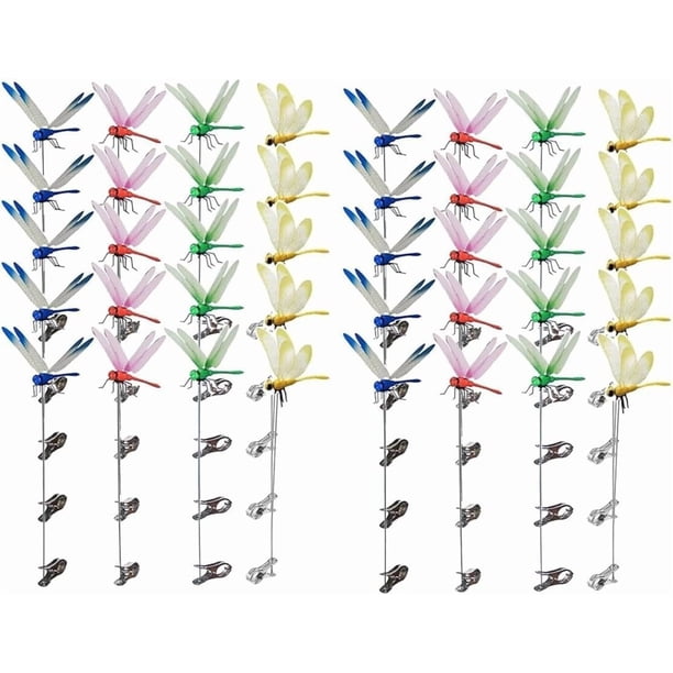 8 clips libélula repelente insectos 3D artificial sombrero multicolor impermeable exterior