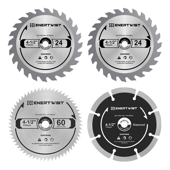 Juego de hojas de sierra ENERTWIST ET-CSA-4 de 4,5", 4 piezas, TCT/HSS/Diamante