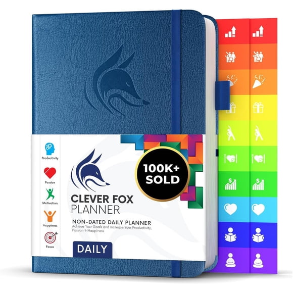 Planificador Diario Clever Fox A5 Sin Fecha Azul Mastico