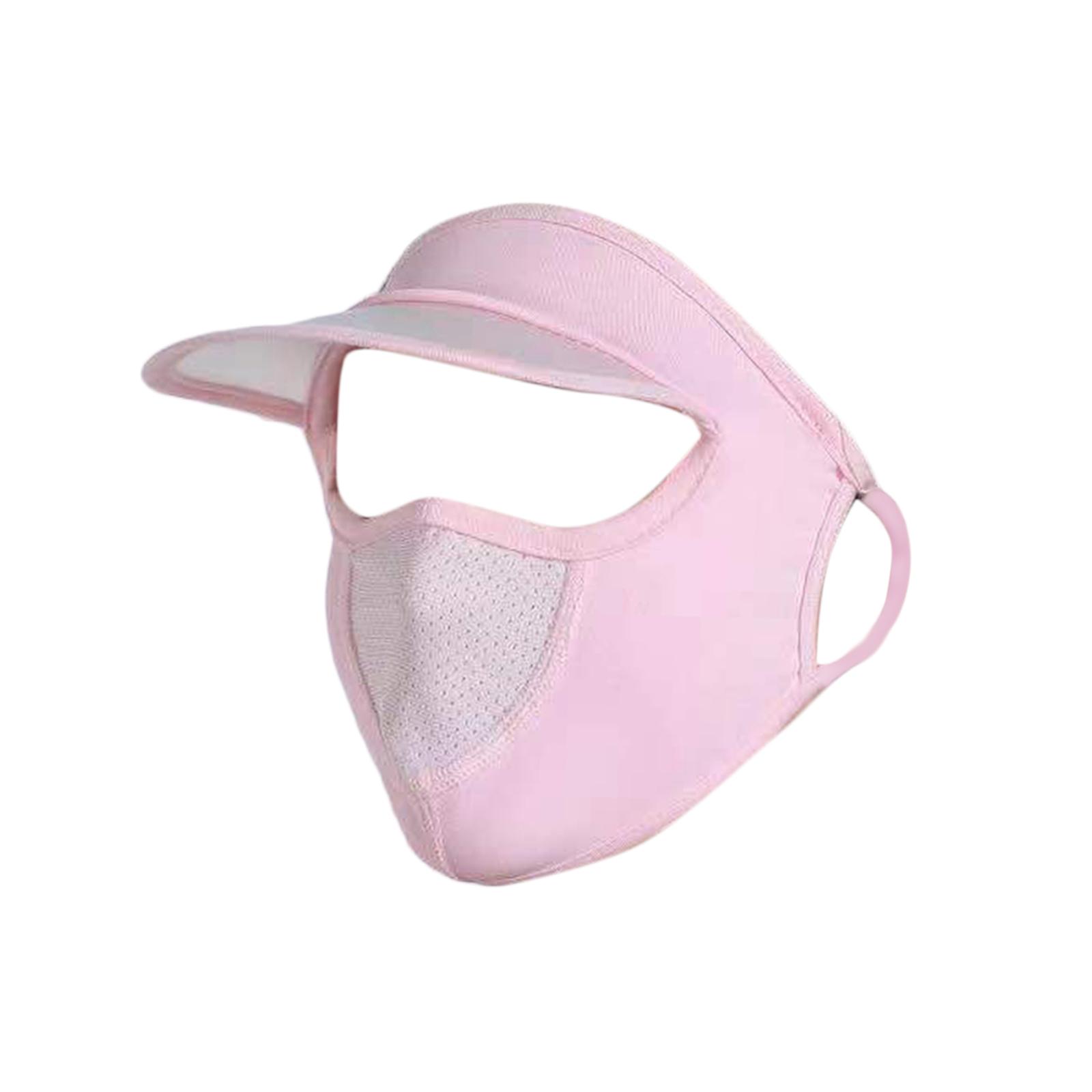 Magideal - Mascarilla Facial Para Mujer, Sombrero Para El Sol, Protección Solar De Seda, Visera Cómoda, Sombrero De Ala Ancha, Cubierta Facial Para Ciclismo, Esc Rosa