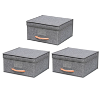 Pack 3 Cajas Organizadoras Belug Plegables Gris Poliester Con Tapa 15L