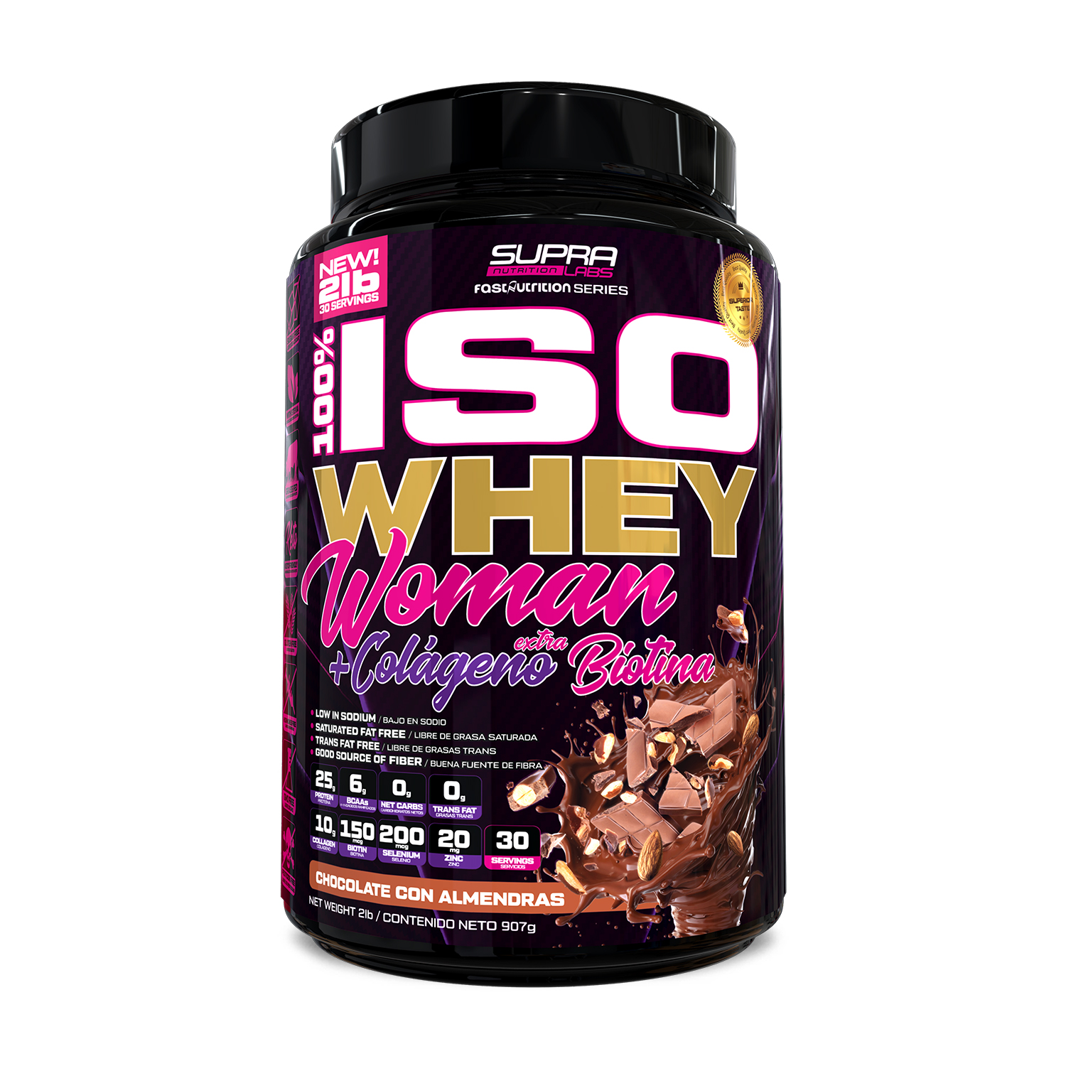 Fast Nutrition - Proteína Iso Whey Woman 2 Lbs Sabor Chocolate Con Almendras