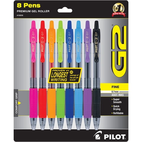 Bolígrafos De Gel Pilot G2 Premium De Punta Fina De 0,7 Mm, Paquete De 8