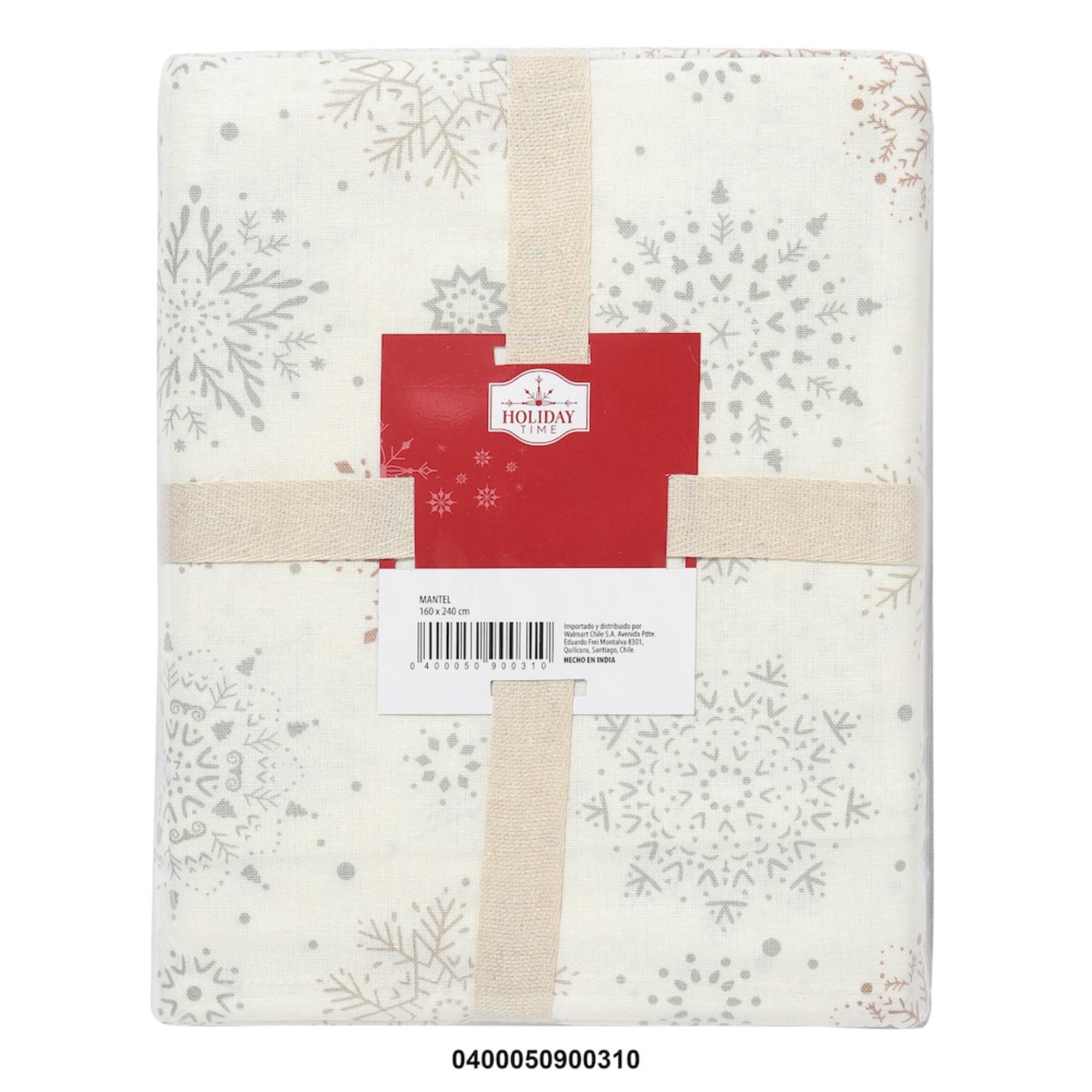 Mantel Diseño Copos Blanco 160x240 Cm Holiday Time