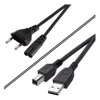 Gen - Set Cable Poder Tipo 8 Y Usb Impresora Para Hp Canon Epson Negro