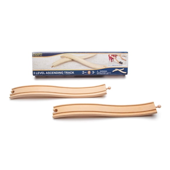Vías de tren de madera Maxim Enterprise de 3 niveles ascendentes, 2 unidades
