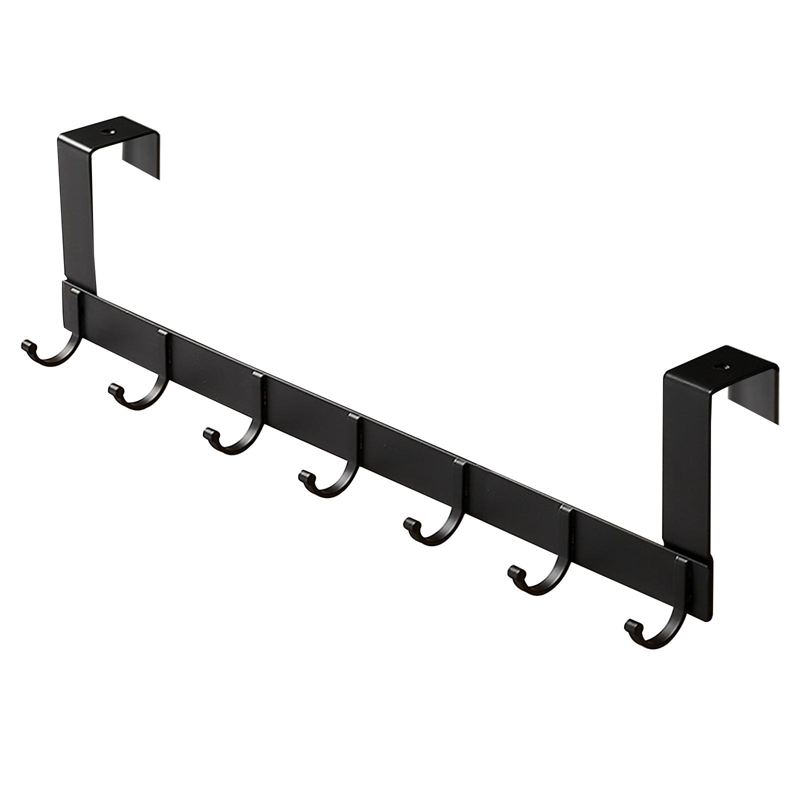 Bothyi - Ganchos Sobre La Puerta Aleación De Aluminio Ahorro De Espacio Para Cocina Baño Dormitorio Negro Corto 7 Ganchos