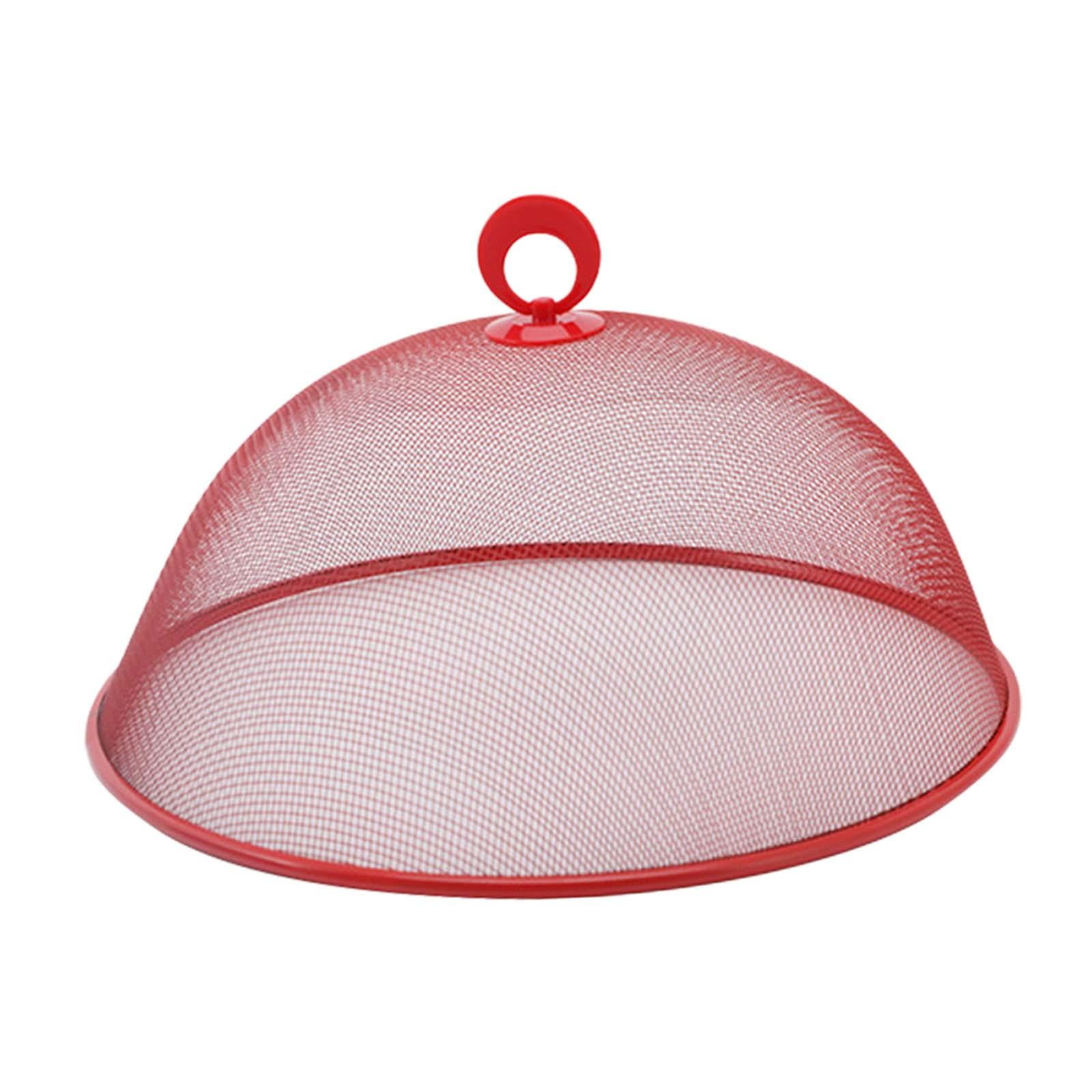 Magideal - Cubierta De Malla Metálica Para Alimentos, Cubierta De Placa De Pantalla De Cúpula Sólida, Reutilizable, De 11.02 Pulgadas, Para Refrigerios De Fiesta Rojo