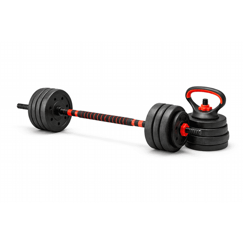 Centurfit - Set Mancuernas 40Kg Barra Kettlebell Ajustable 3En1 Armable 40Kg