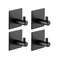 Importclick - Pack 4 Ganchos Colgador Adhesivos Hogar Acero Inoxidable Negro