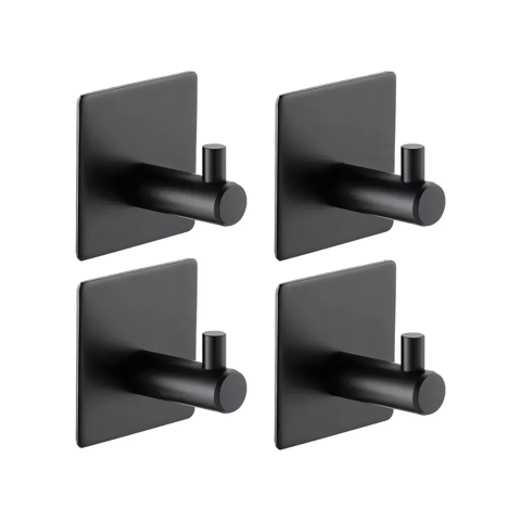 Importclick - Pack 4 Ganchos Colgador Adhesivos Hogar Acero Inoxidable Negro
