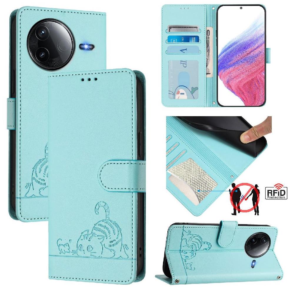 Funda Tipo Cartera Foxdock Para Xiaomi Poco F7 Ultra 5G Con Soporte, Ranuras, Rfid, Diseño De Gato