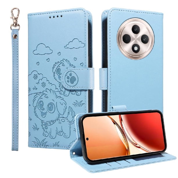 Funda Billetera FOXDOCK Compatible con OPPO Reno 12F, Diseño Perrito Tierno, Ranuras para Tarjetas y Soporte Plegable