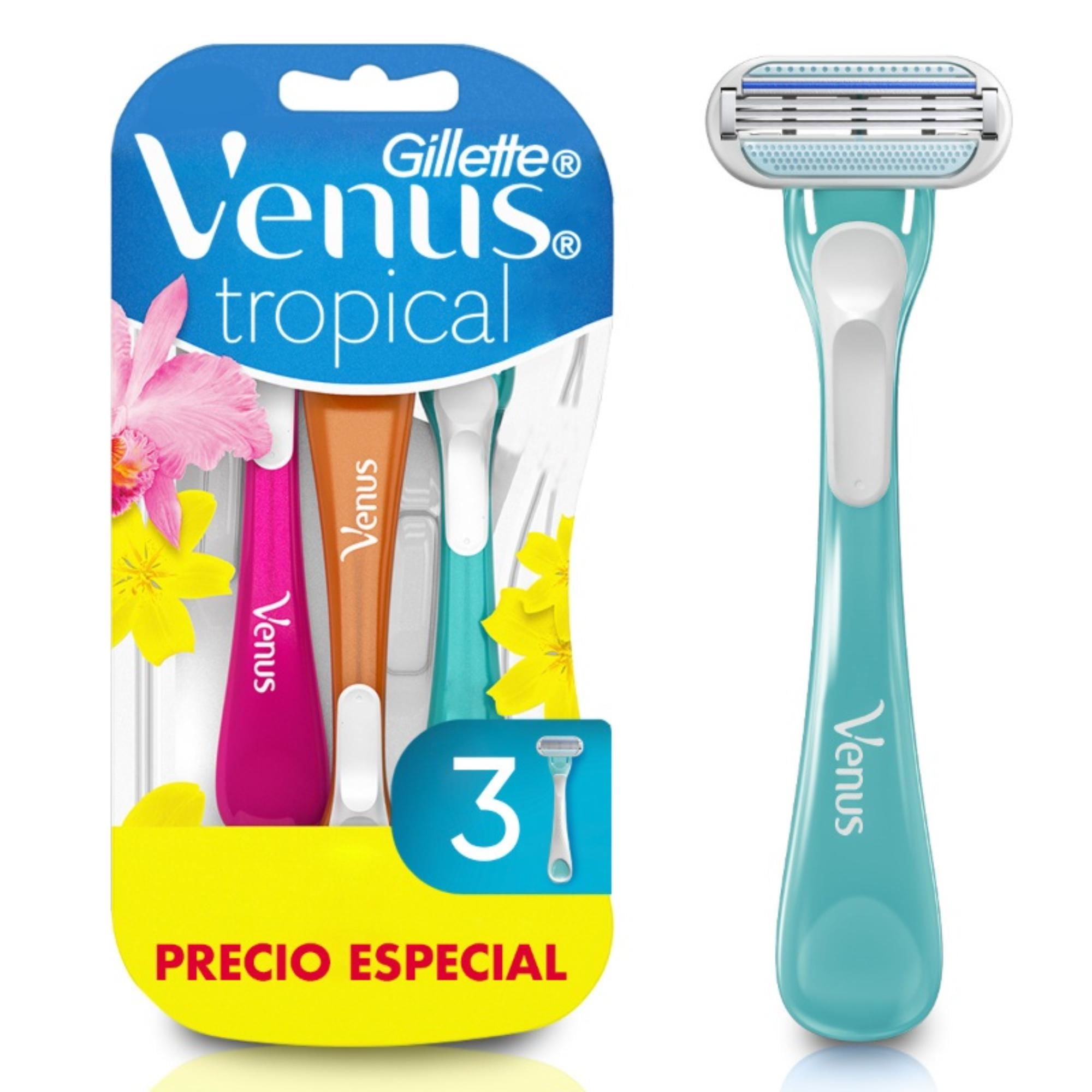 Máquina De Afeitar Para Mujer Gillette Tropical Con 3 Hojas 1 Un Venus